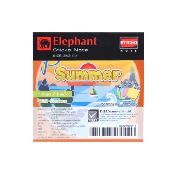 กระดาษโน๊ตแถบกาว ตราช้าง 3x3 สีซัมเมอร์ (420แผ่น)