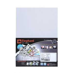 แล็บสติ๊กเกอร์ ตราช้าง สีขาวด้าน ขนาด A4