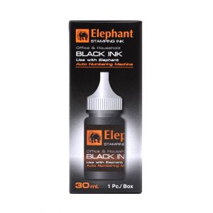 หมึกเติมเครื่องตีเบอร์ สีดำ 30 มล. ตราช้าง