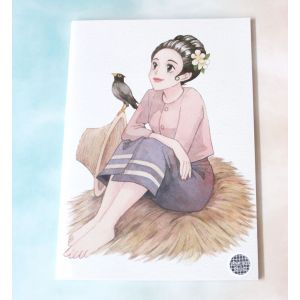 สมุดโน๊ตลายมนต์รักบ้านนา ขนาด A4 ลาย กองฟาง (เส้นตารางกริด)