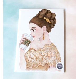 สมุดโน๊ตลายออเจ้า ขนาด A5 ลายกาแฟ (เส้นตารางกริด)