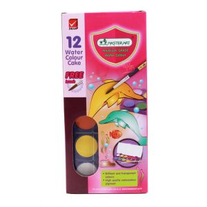 สีน้ำก้อน 12 สี Master Art (กล่องพลาสติก)